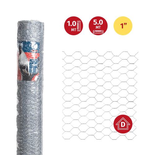 Malla gallinero galvanizada 1" 1,0x5 mt