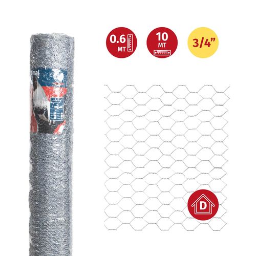 Malla Gallinero Galvanizada  3/4" 0,60x10 mt